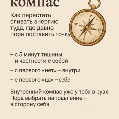 Внутренний компас: как перестать сливать энергию туда, где давно пора поставить точку.
